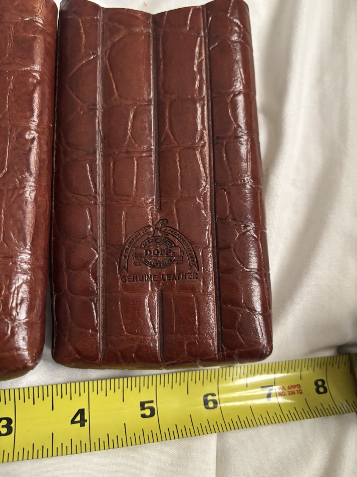 Vintage Dopp Leather Cigar Case Alligator Embossed Mid Century Travel Holder