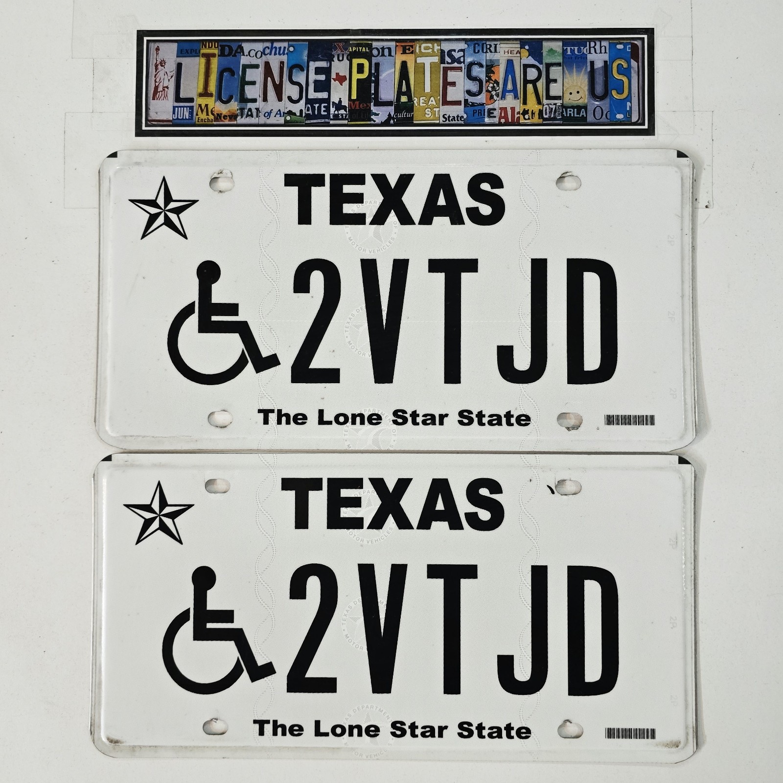 Texas Handicapped License Plate Pair 🔥 Lone Star State Matching TX Tags 2VTJD