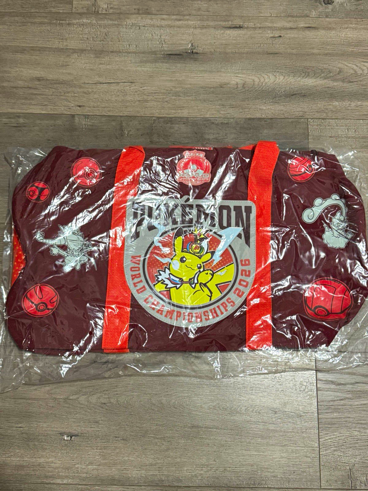 Pokémon Pikachu World Championships 2026 Duffle Bag Red Orange