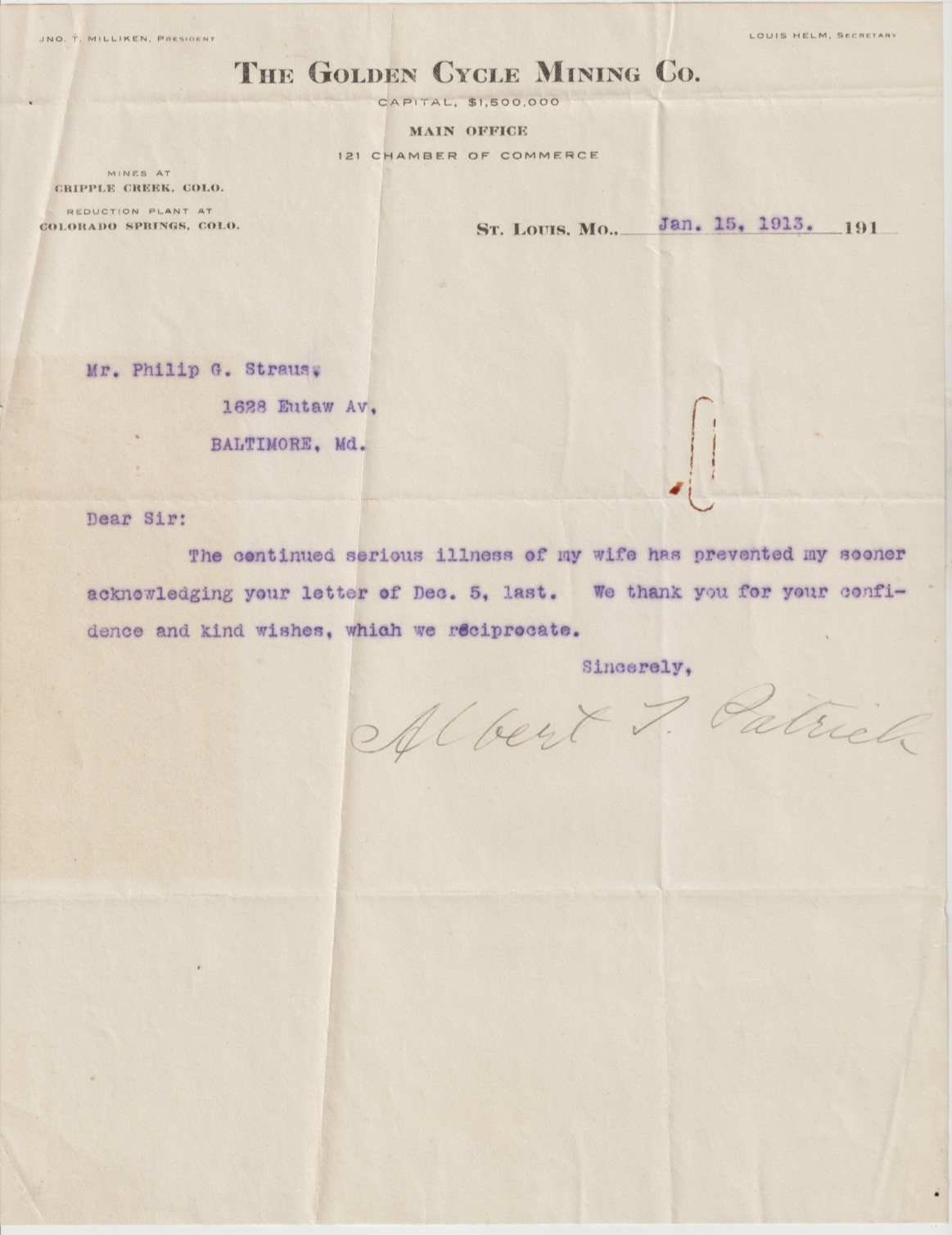 TLS 1913 Albert T. Patrick Convicted Murderer of Wm. Rice /Sing Sing / Autograph