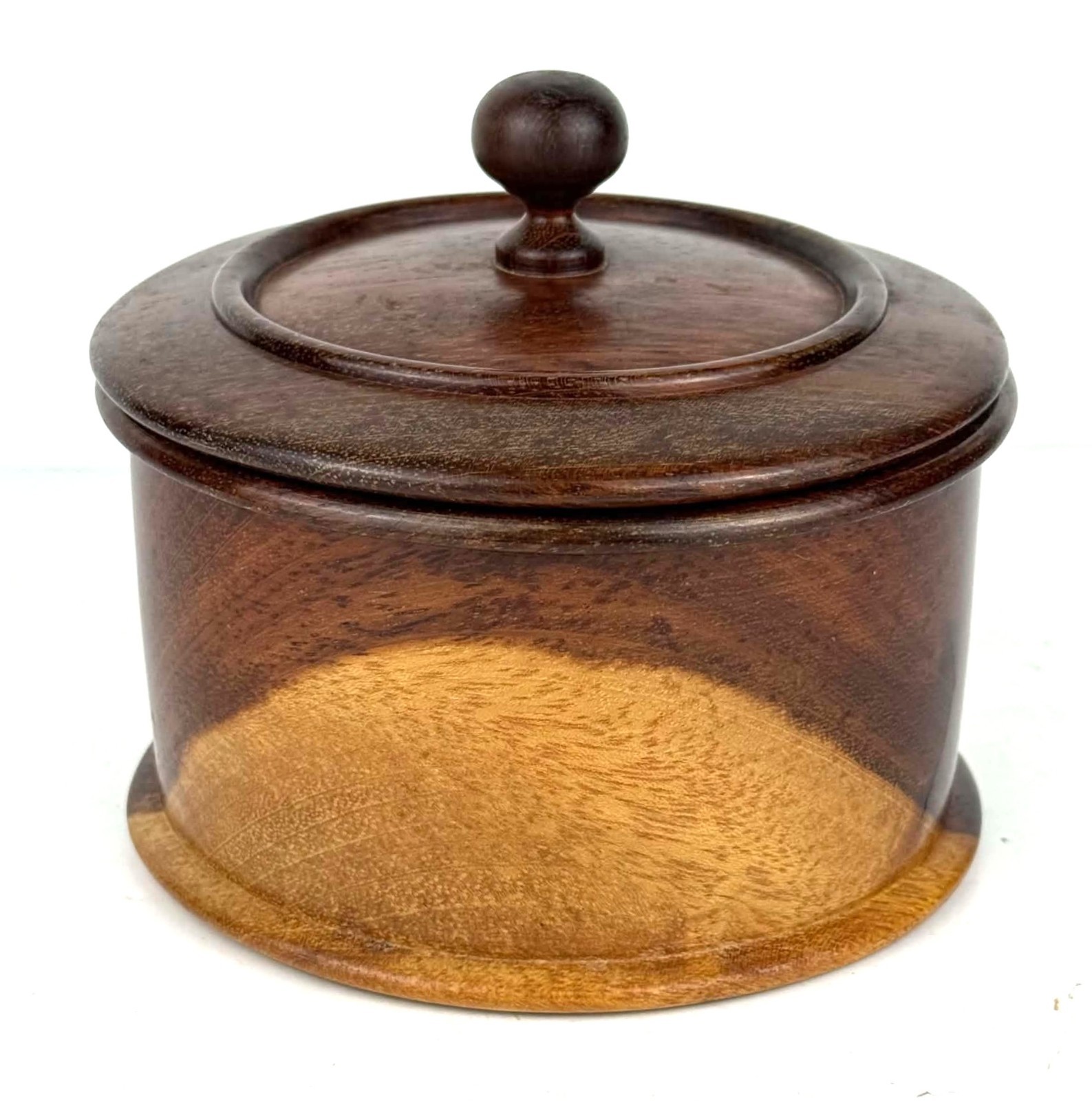 Mulga Wood Lidded Box Two Tone Australian Trinket Bowl Jar Vintage Hand Turned