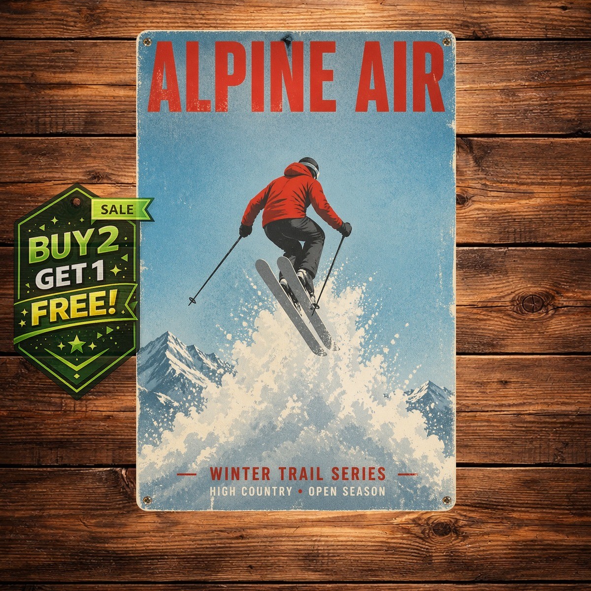 Mammoth Mountain Skiing Tin Sign Winter Sports Travel Wall Art