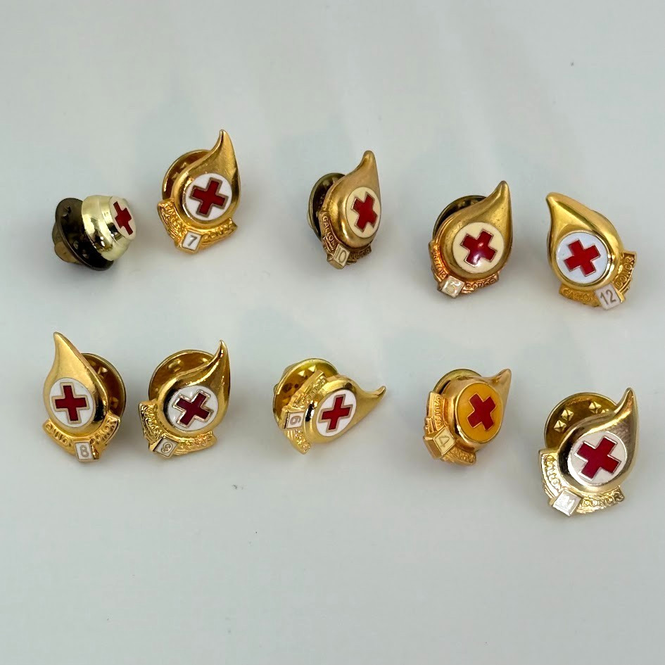 American Red Cross blood donor lapel Vtg Pin Years Gallon Lot of 10