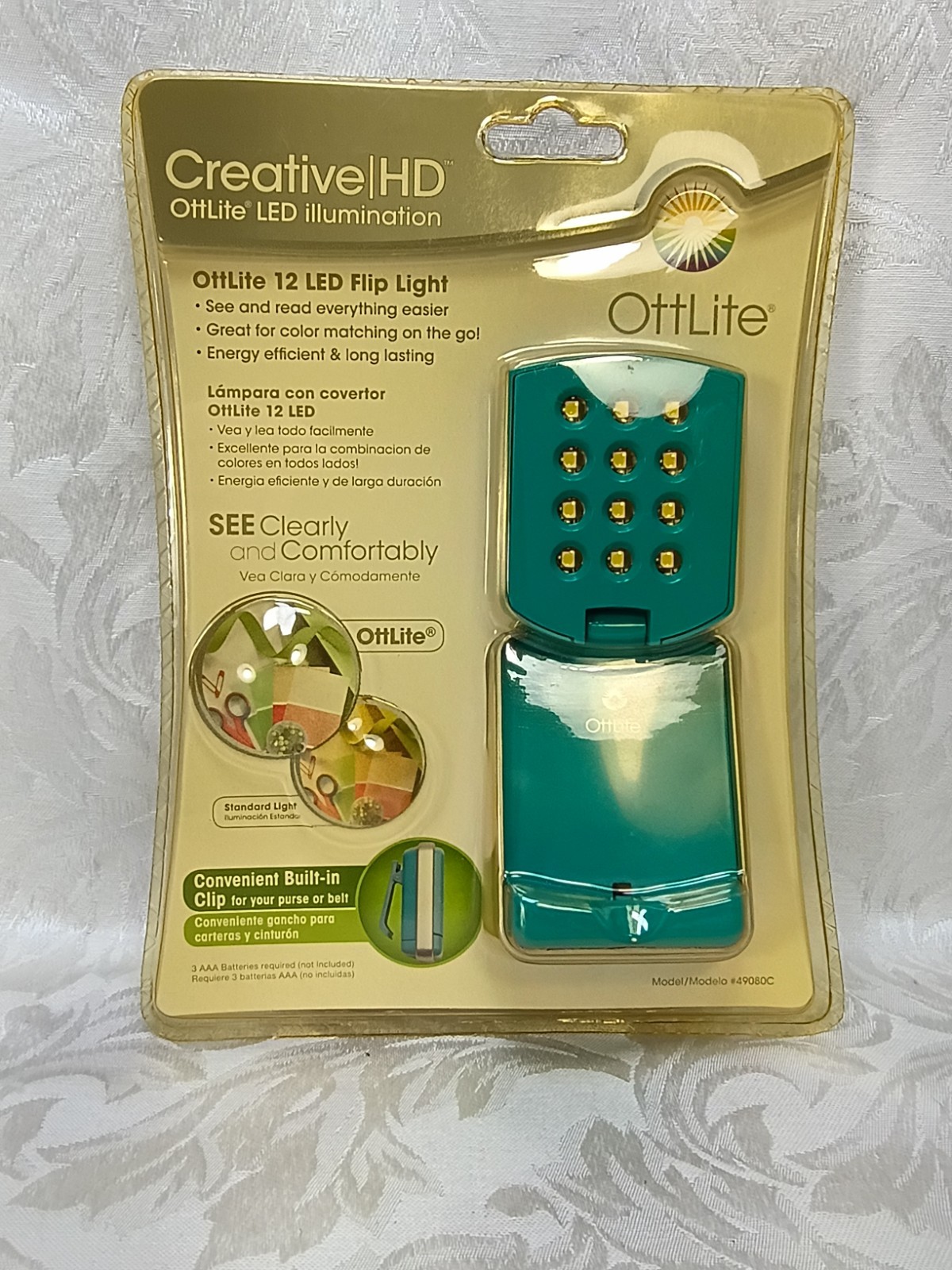 OttLite 12 LED Flip Light Clip On Portable Reading Lamp Blue AAA