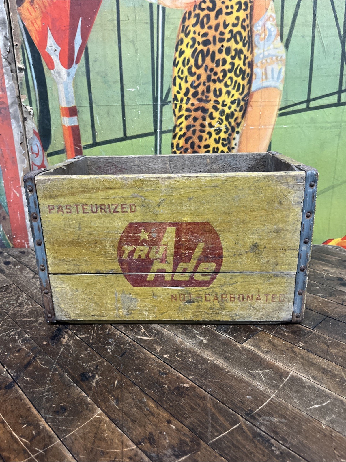 VINTAGE 1949 TRU ADE CRATE CARRIER SIGN COCA COLA COKE 7UP PEPSI DR PEPPER RARE