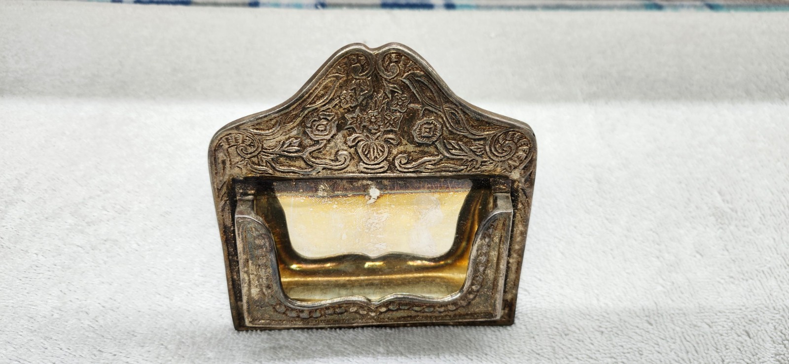 American Art Nouveau / Victoria Period Silver Plated Business Card Stand