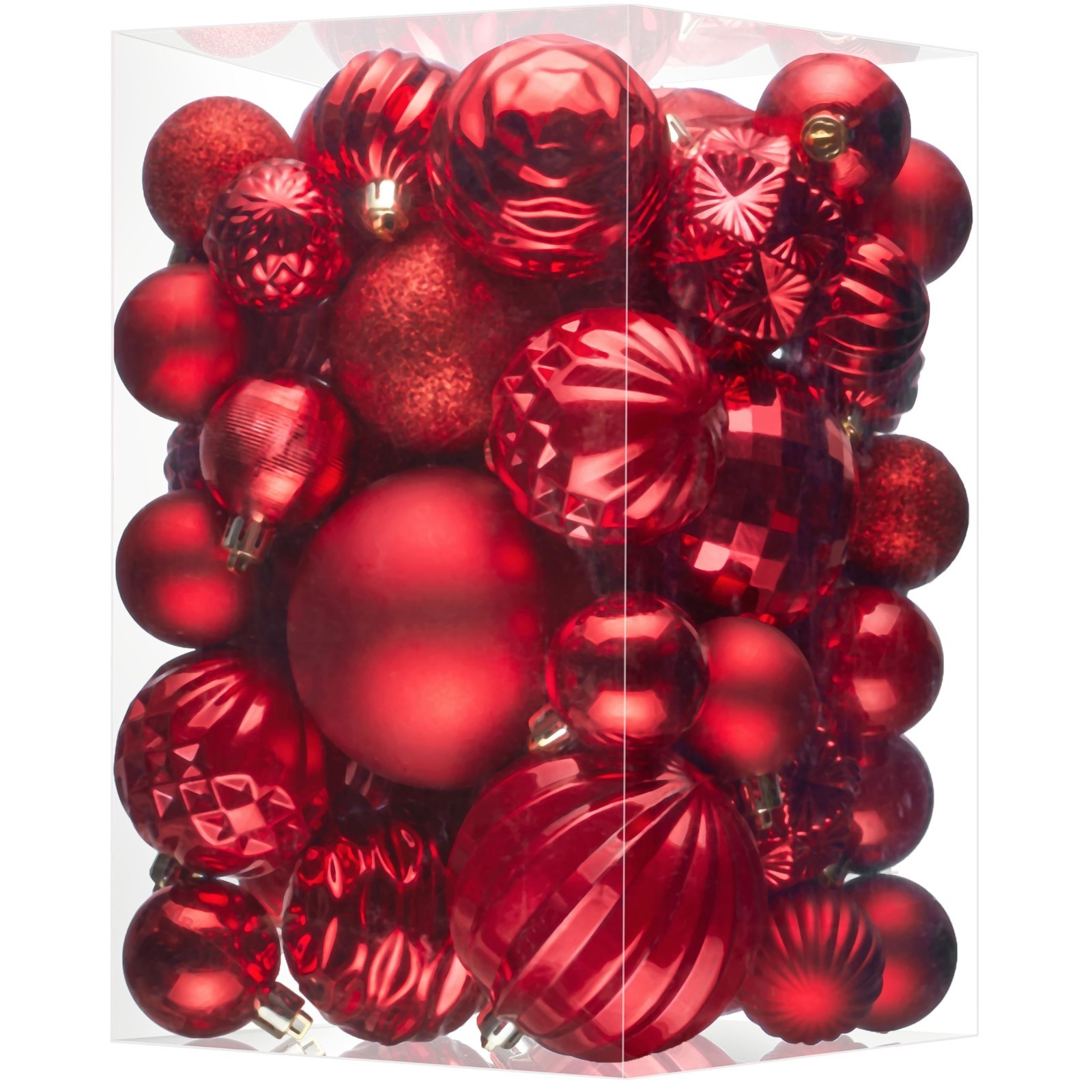 47CT Red Christmas Tree Ornaments Balls - Festive Holiday Decorations, Shatterpr