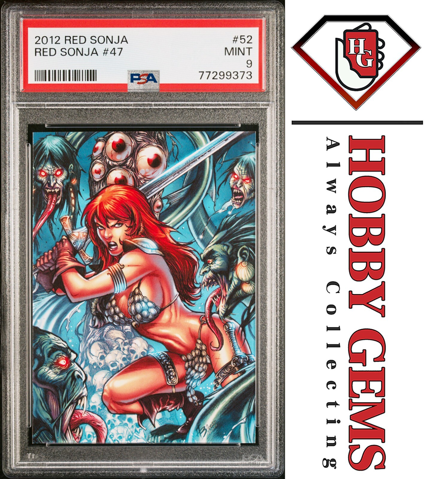 FLANKED BY SWAMP DEMONS PSA 9 2012 Breygent Marvel Red Sonja #52