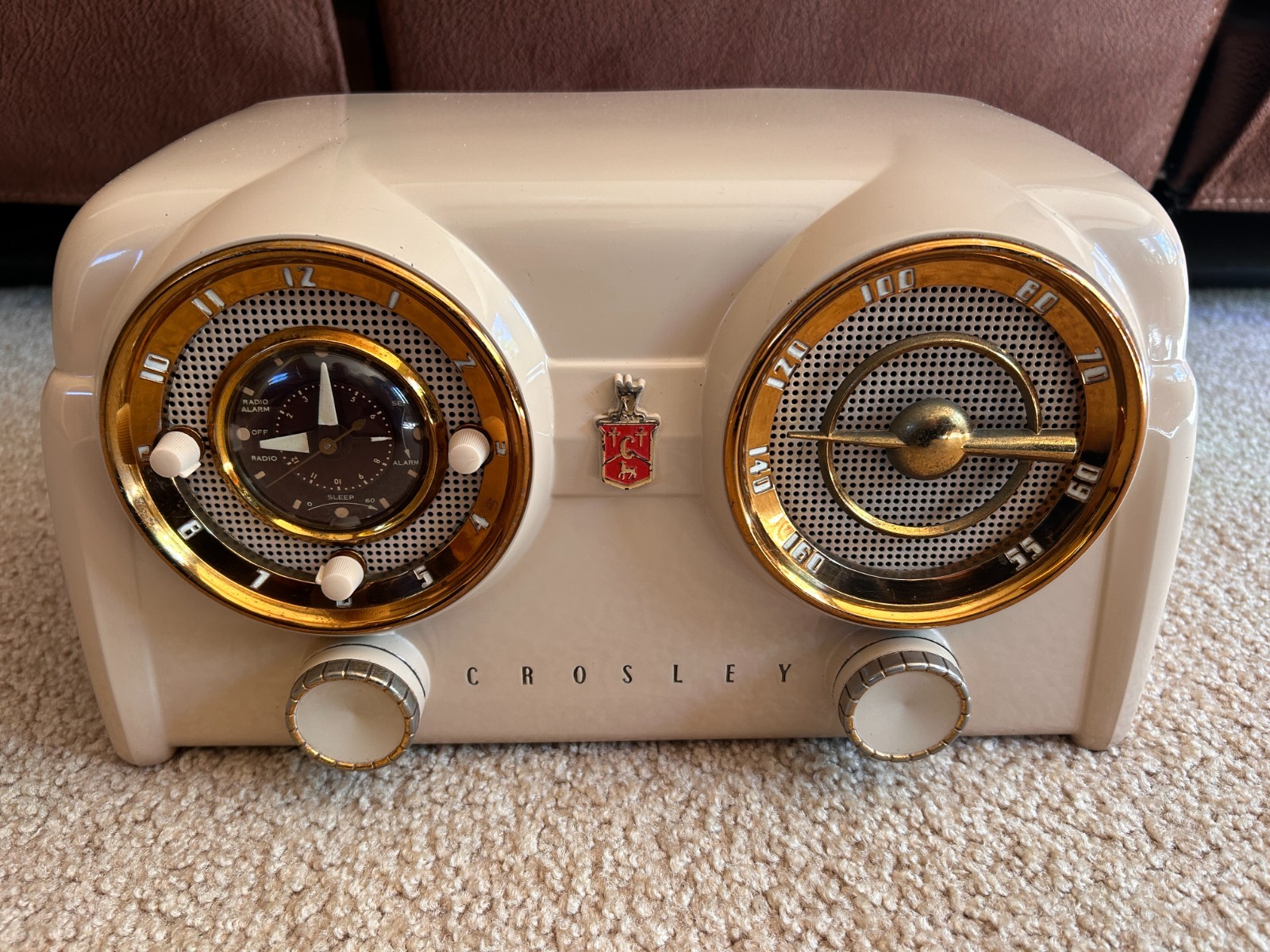Vintage 1950\'s Crosley Dashboard Tube Clock Radio D-25WE Tested & Working