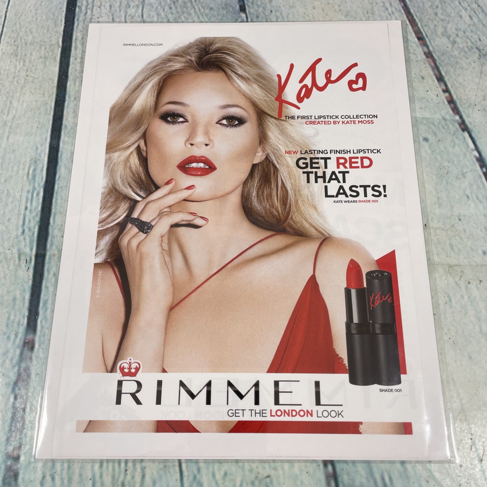2012 Sexy Kate Moss Red Lipstick Rimmel Print Ad/Poster Promo Art Magazine Page