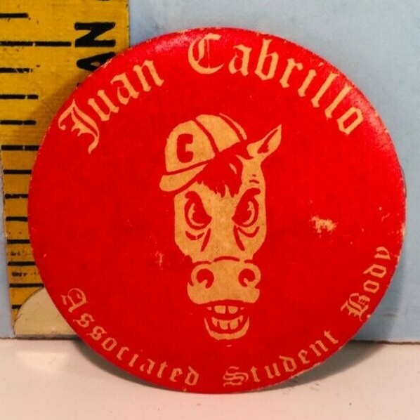 Vintage Juan Cabrillo Associated Student Body Pinback Button 1-1/8\