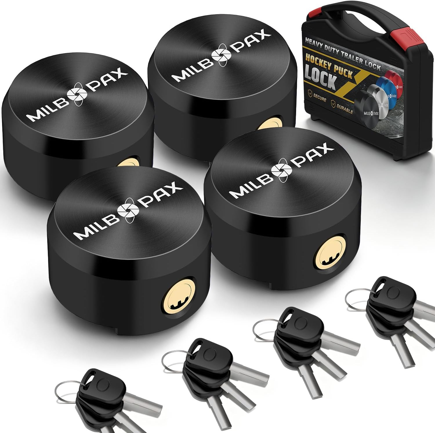 Trailer Door Lock – Keyed Alike Puck Locks for Trailers, Vans & Sheds, Push-To-L