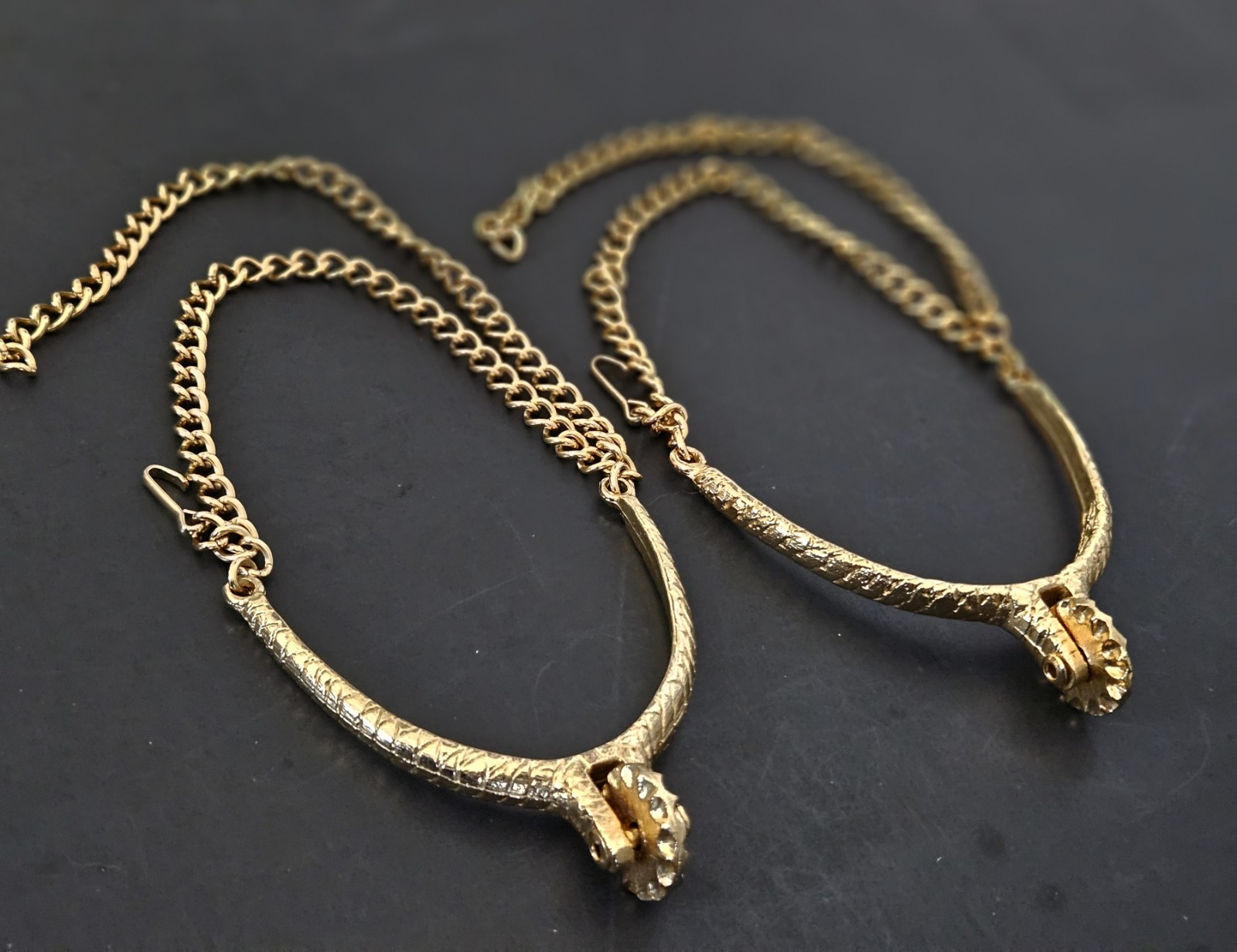 SG D\'OR Decorative Spurs Excellent Condition Gold Tone Signed Vtg