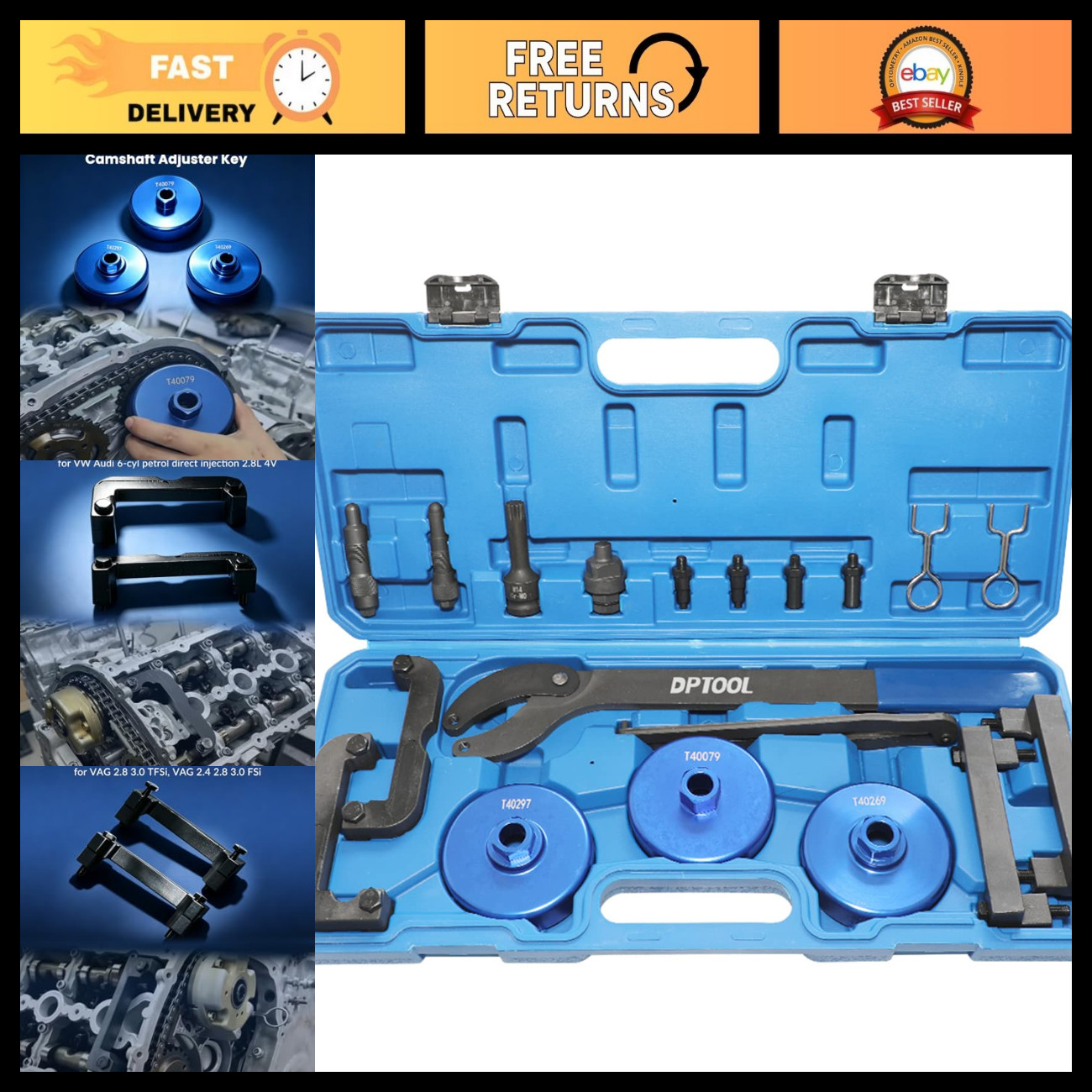 DPTOOL Camshaft Timing Tool Kit for Audi VW 2.0T 2.4 2.8 3.0T 3.2T 4.2 5.2