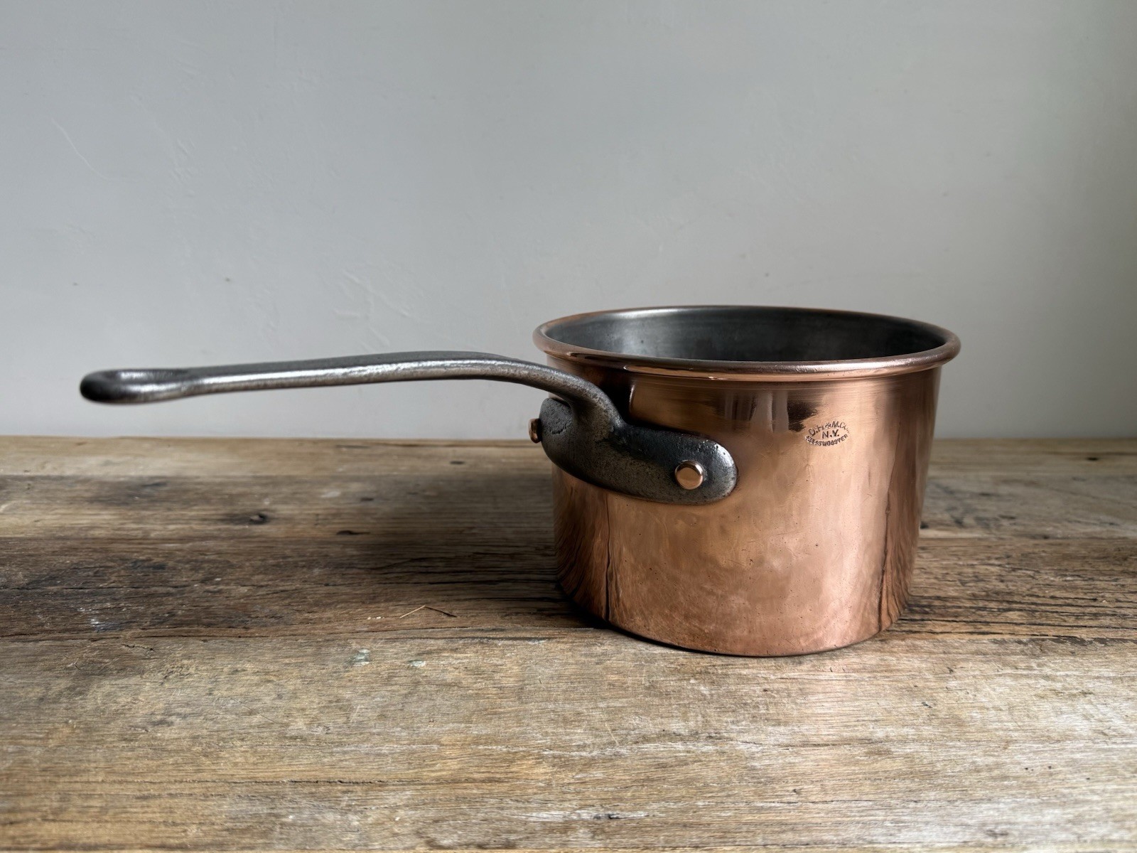 Rare Antique Duparquet Copper Pan DH&M CO 43 & 45 WOOSTER Stamp - 19cm