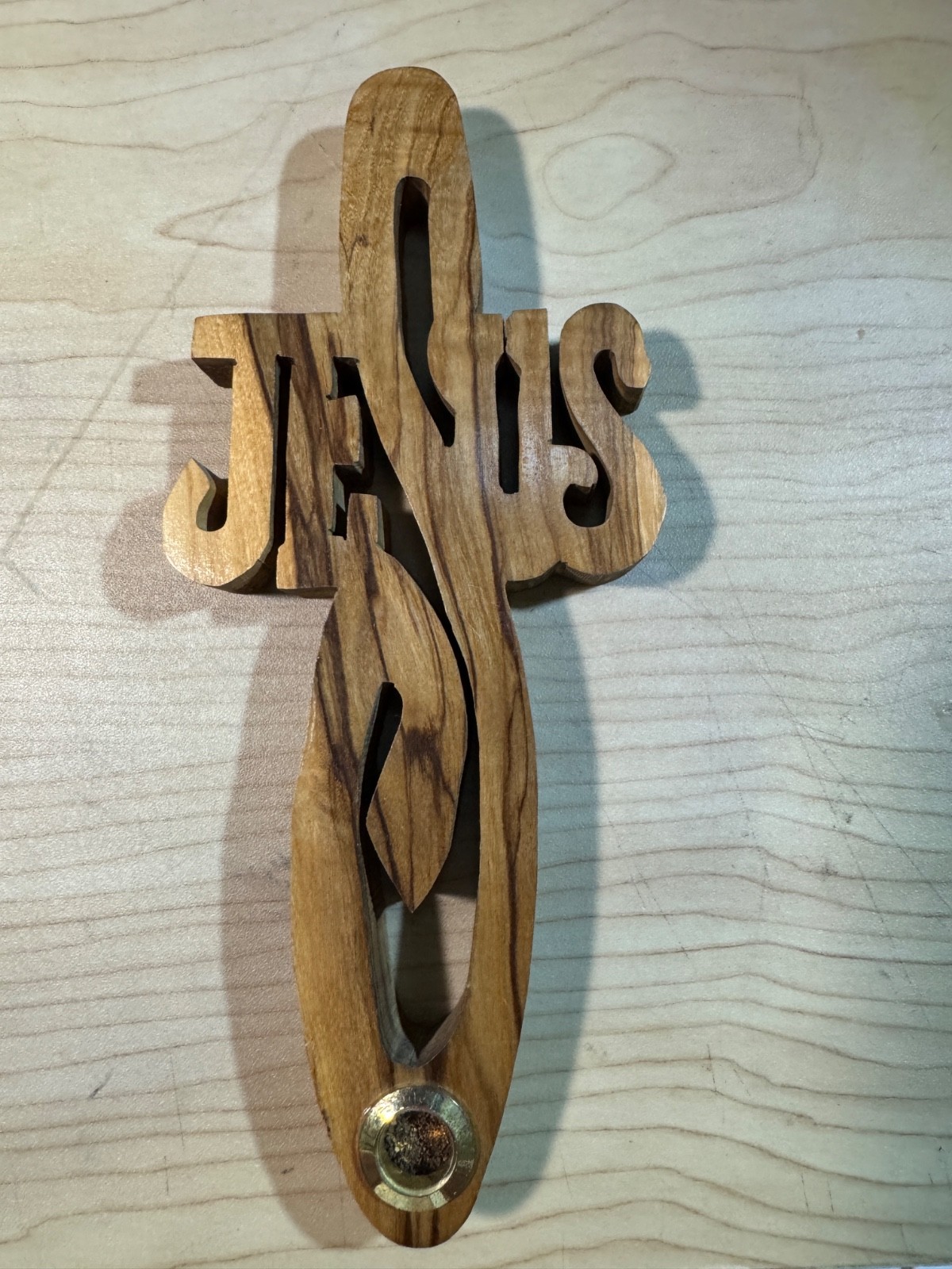 Jesus Cross Made from Olive Wood w/ Dirt from Jerusalem