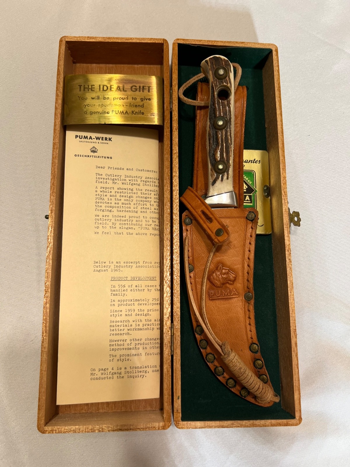 Vintage 1966 PUMA Skinner 6393 Fixed Blade Knife Complete Box Set- Pumaster
