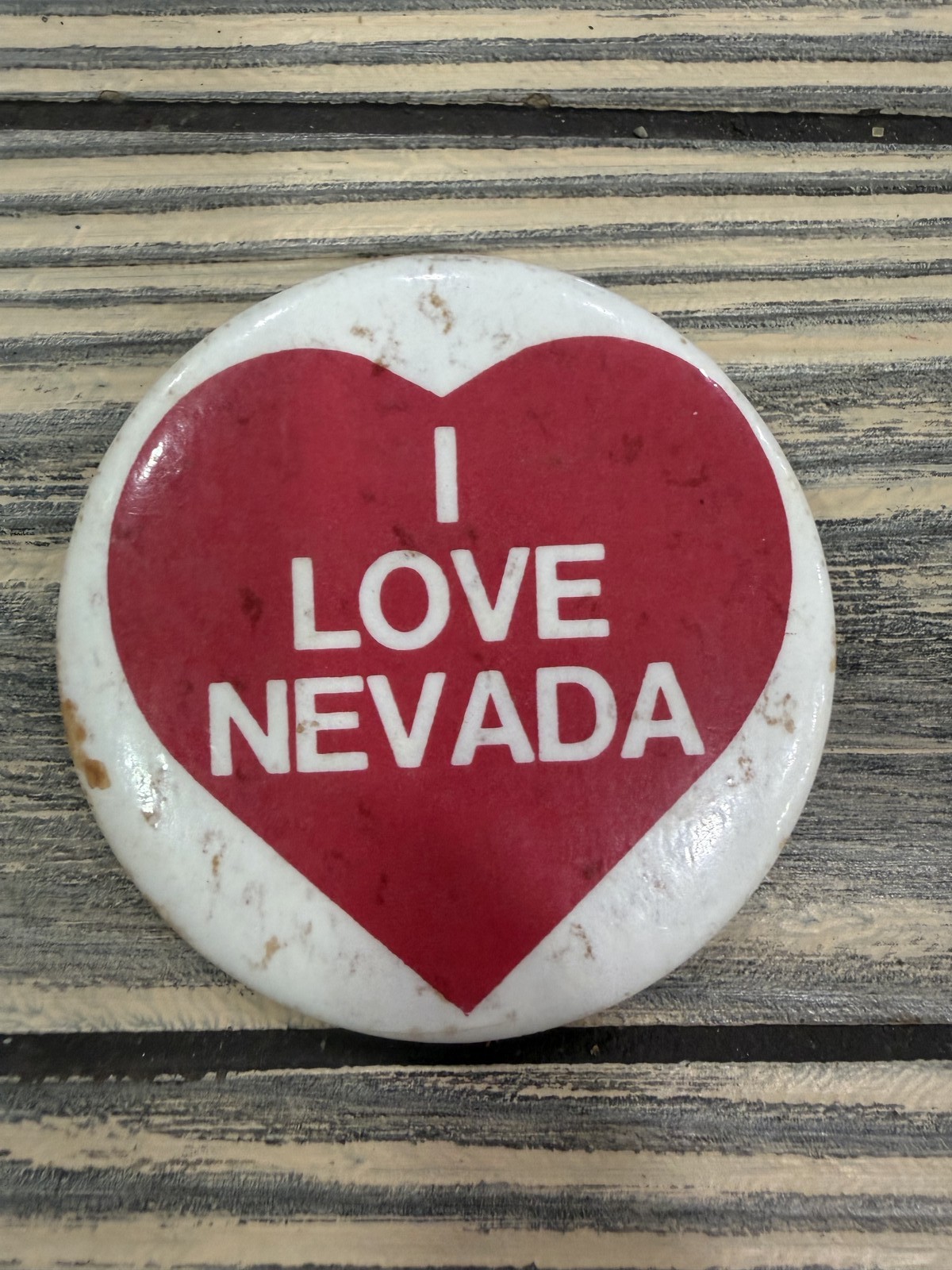 Vintage I Love Nevada Pinback Button Souvenir State Travel Memorabilia