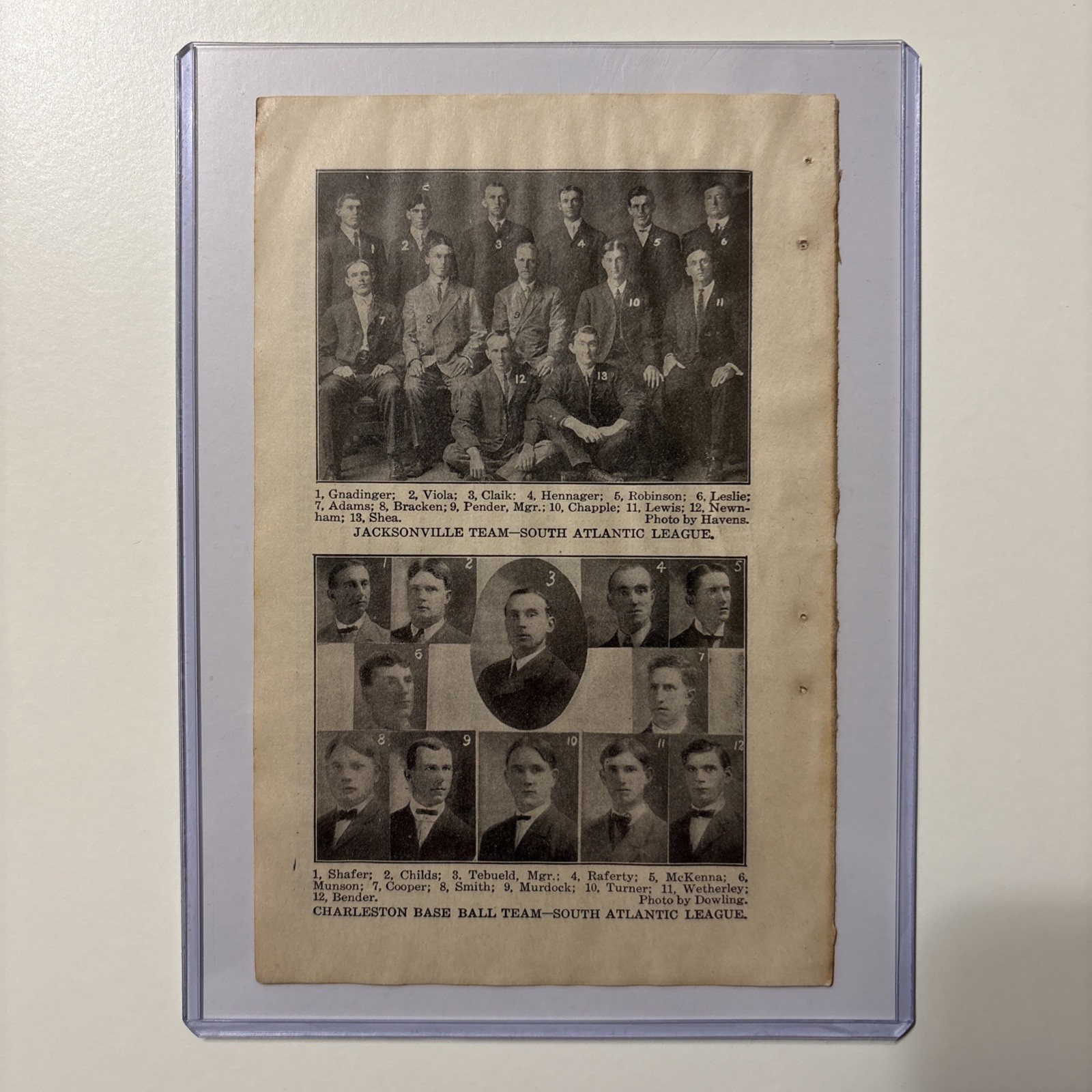1905 Jacksonville FL & Charleston SC Baseball Team Pictures Rare Antique