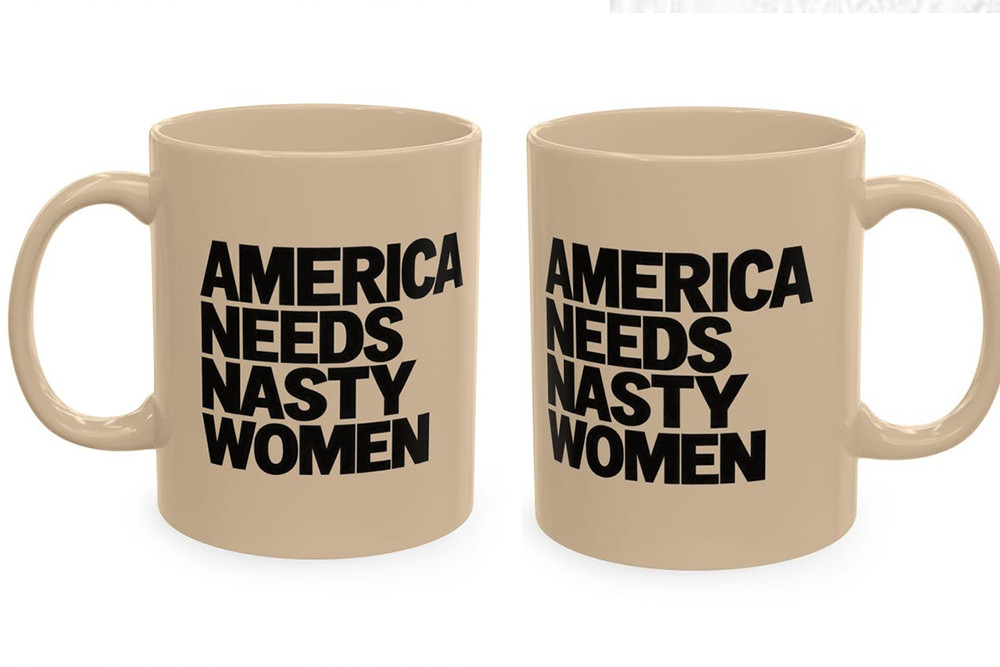 America Needs Nasty Women Mug, Bold Colors and Text Political Ceramic Coffee Cup