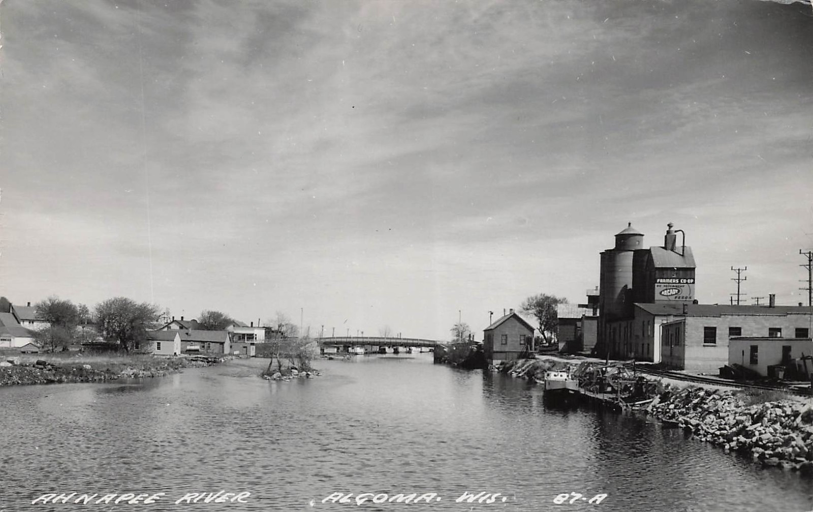 Ahnapee River Algoma Wisconsin Arcadia Rio Creek Feed Mill Photo Postcard J20