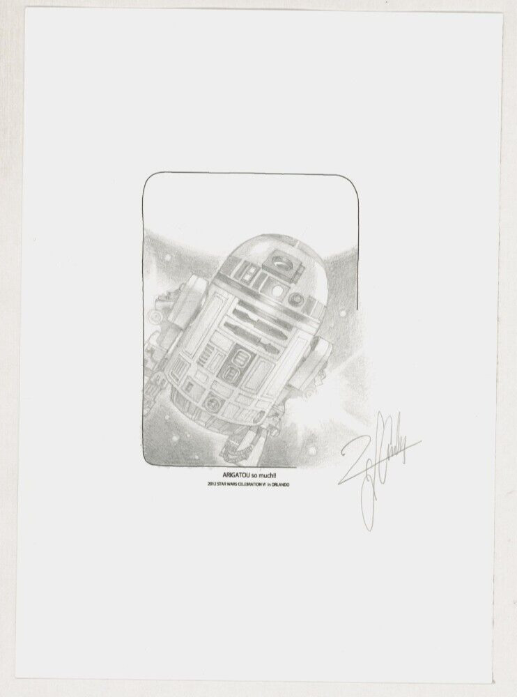 Tsuneo Sanda Signed Original 2012 Star Wars Celebration VI Art Sketch ~ R2-D2