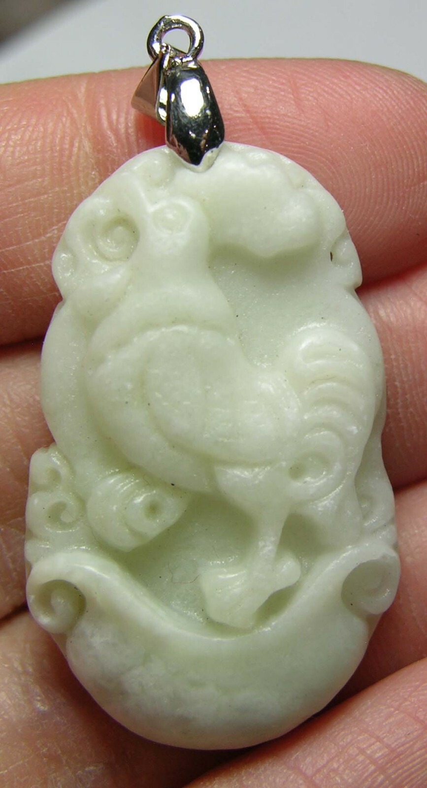53.65ct Tibet Natural Jade Zodiac Sign - Year of the Rooster Pendant 10.70g 36mm