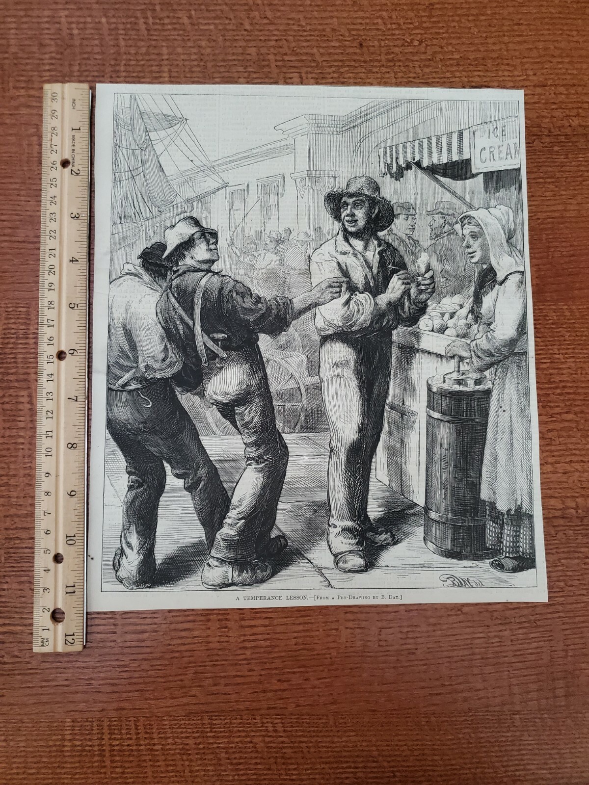 Harper's Weekly 1875 Sketch Print A TEMPERANCE LESSON B DAY