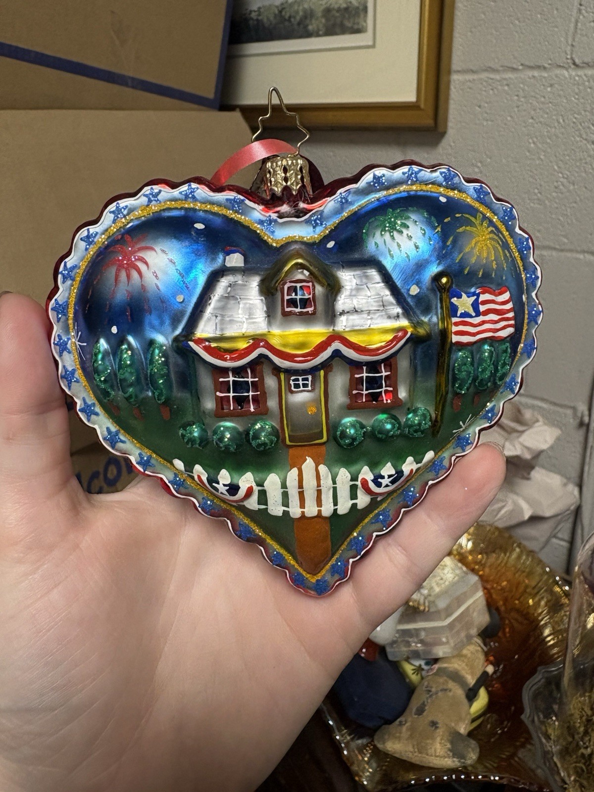 Rare Christopher Radko Heart To Heart July Ornament 