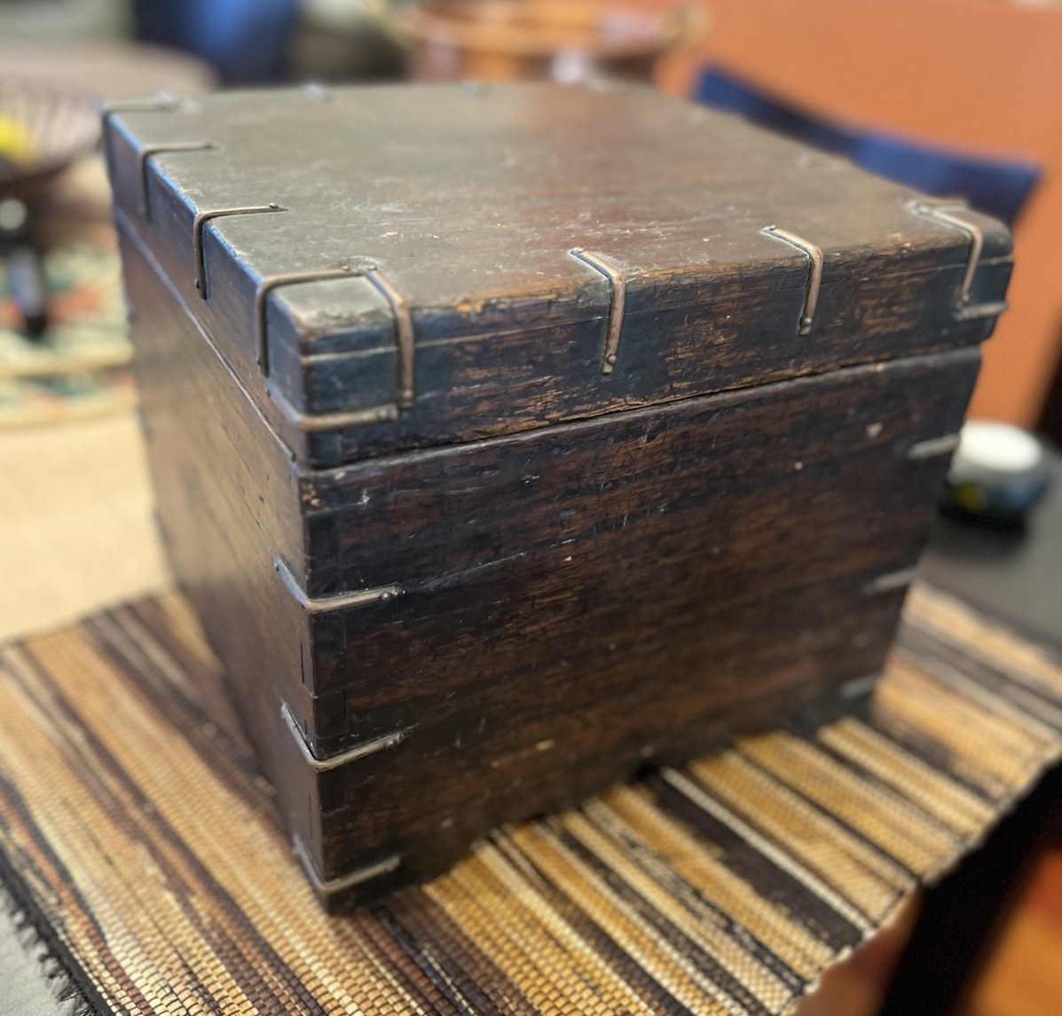 Old Antique Handmade Wooden Iron Fitted Multipurpose Storage Box