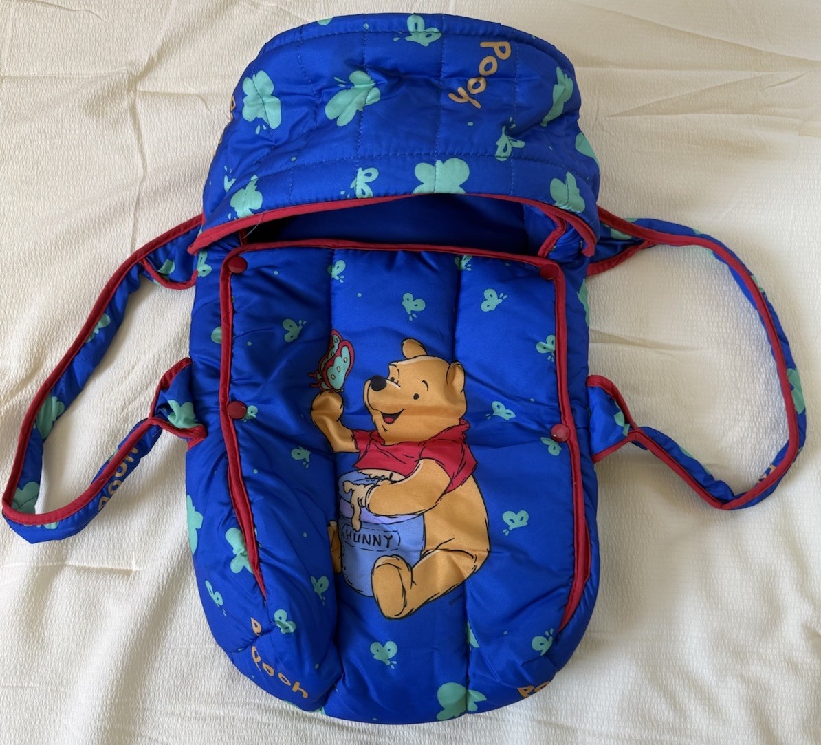 Vintage Winnie the Pooh Doll Carrier / Backpack 90s Toy Play Disney Hauck Fun