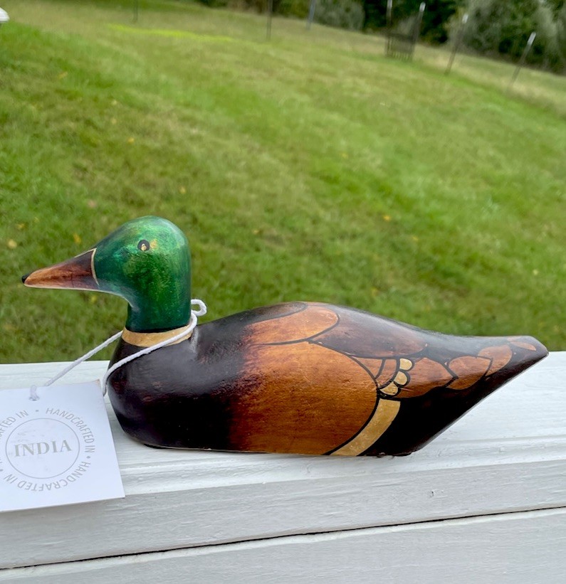 Lot of 2 Wooden Ducks - carved & hand painted solid wood New