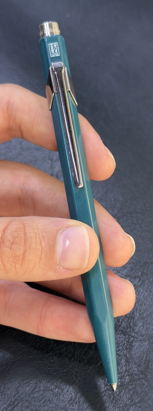 Caran d\'Ache 844 / 849 Metal Ballpoint Pen - Swiss Made - Teal Green - Blue Ink
