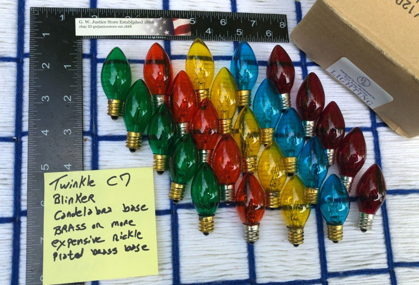 BOX of 25 TWINKLE multicolor Christmas Light Bulbs assortment 7 watt C7 blinker