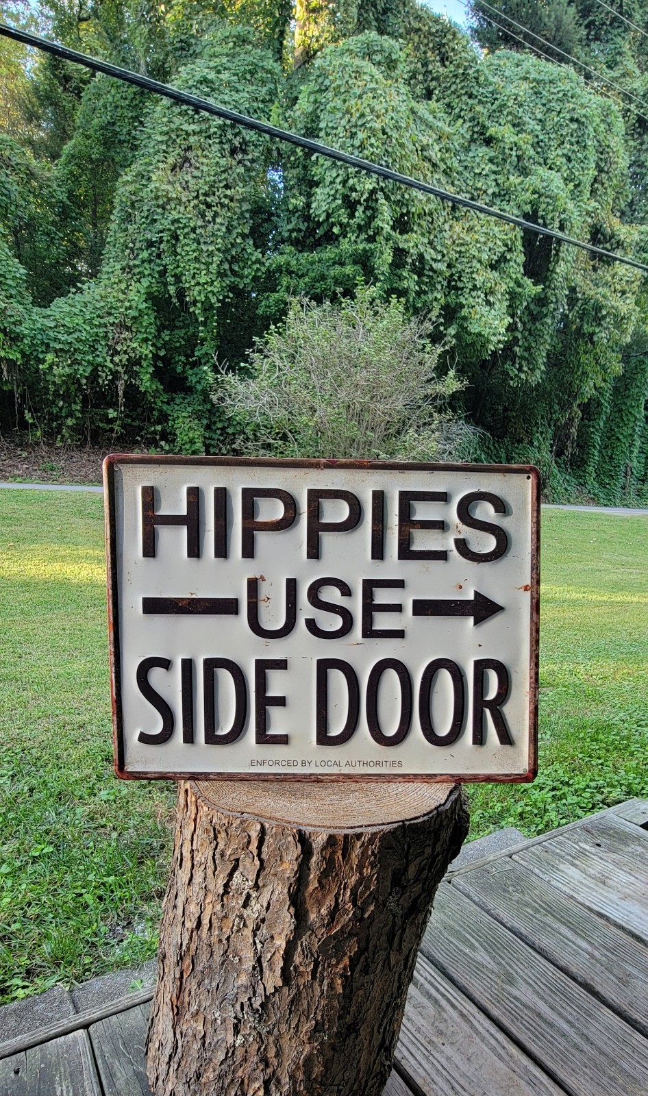 Hippies Use Side Door Vintage Retro Embossed Metal Sign