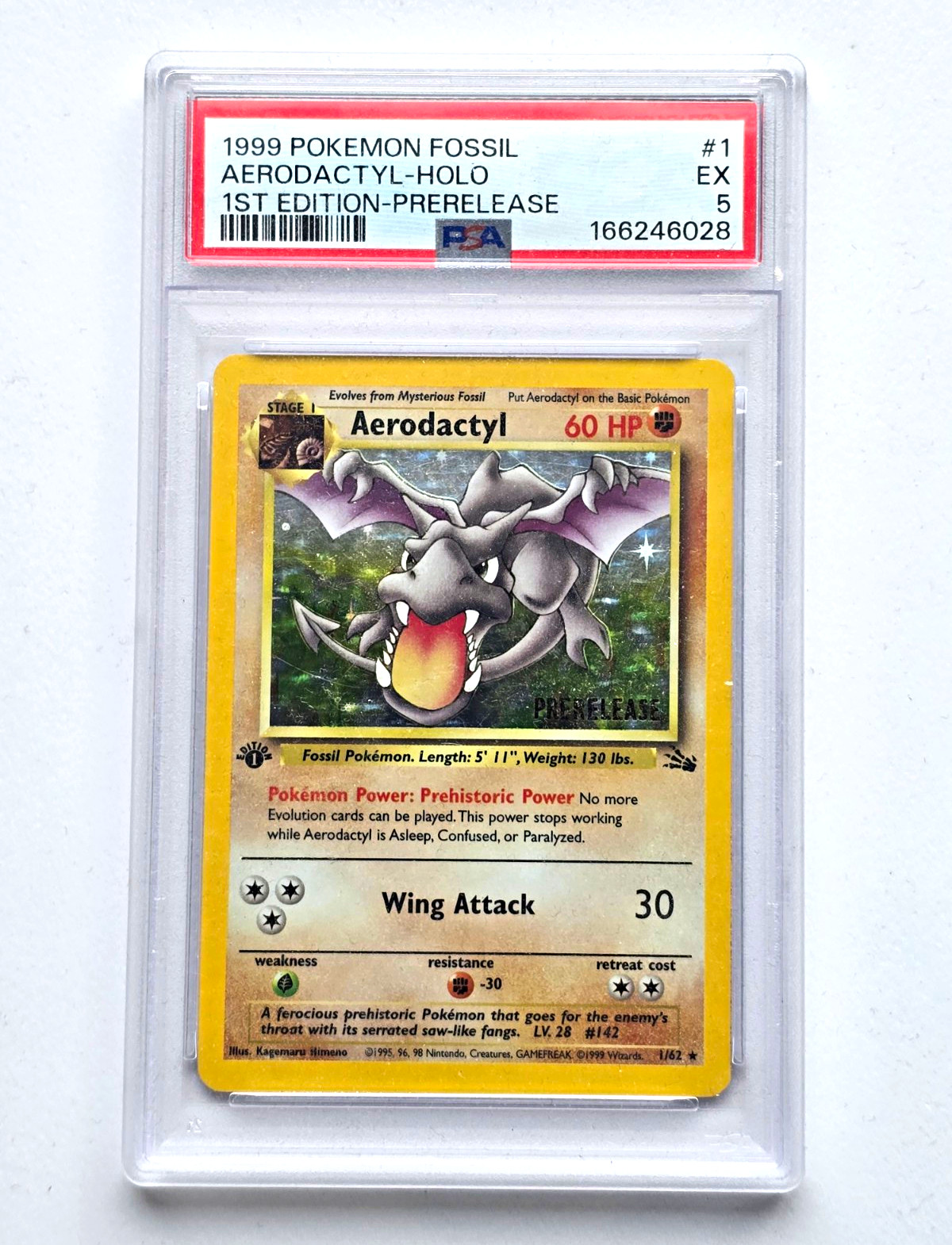 Pokemon Aerodactyl - Holo - 1/62 - 1st Edition - PRERELEASE - PSA 5