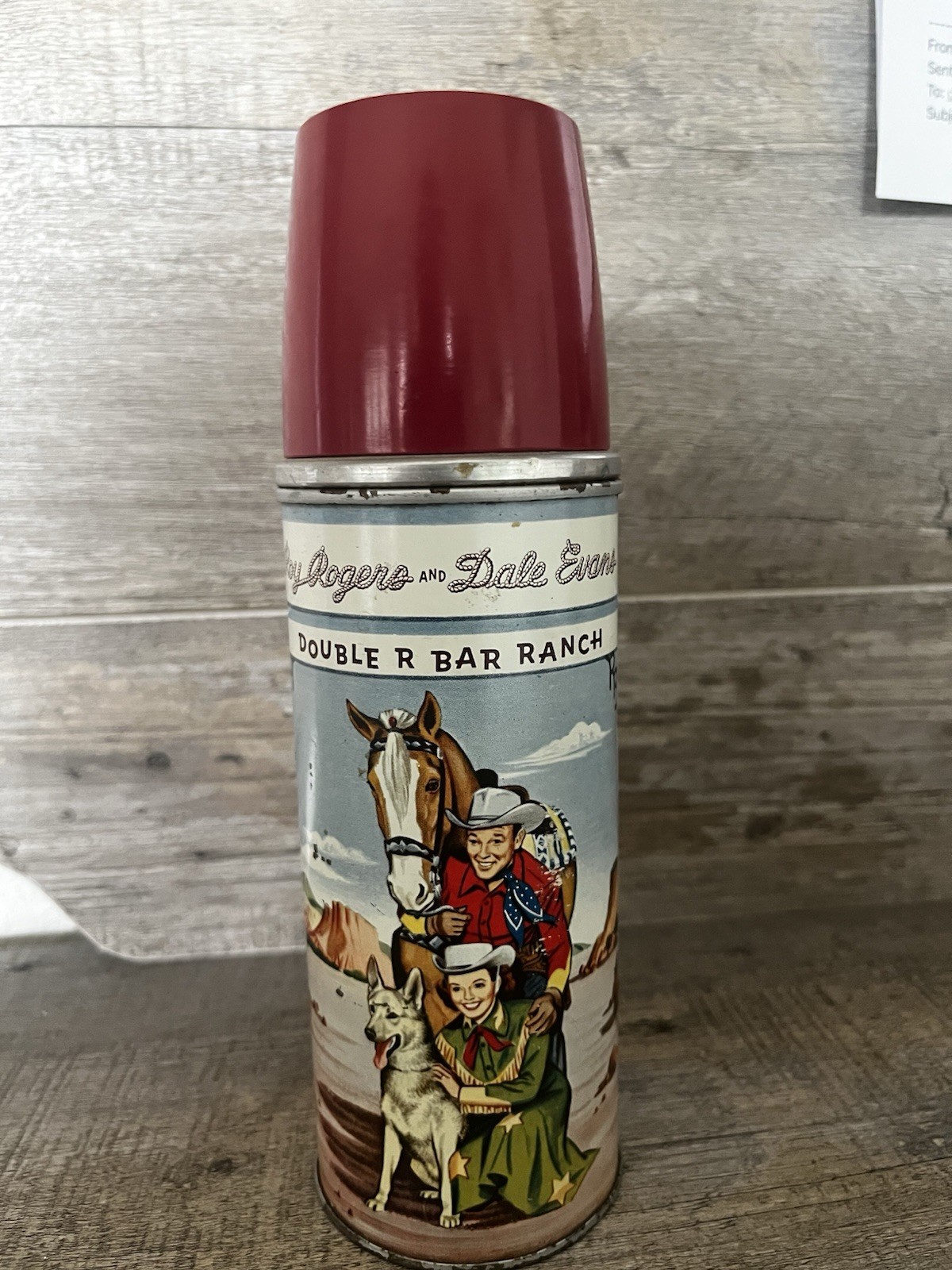 1953 Roy Rogers & Dale Evans Thermos for Lunch Box * Vintage * NICE RARE PIECE