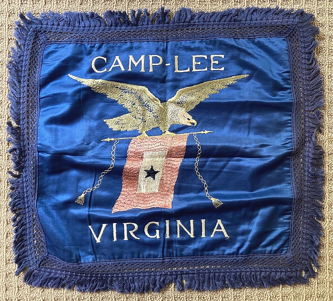 CIVIL WAR CONFEDERATE GEN. ROBERT E LEE EPONYM WW1 CAMP LEE BLUESTAR PILLOW SHAM
