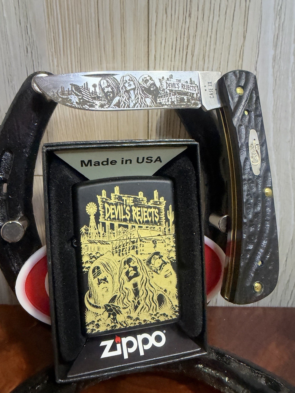 Custom Case engraved Sod Jr with matching zippo set 1/1 Devils Rejects