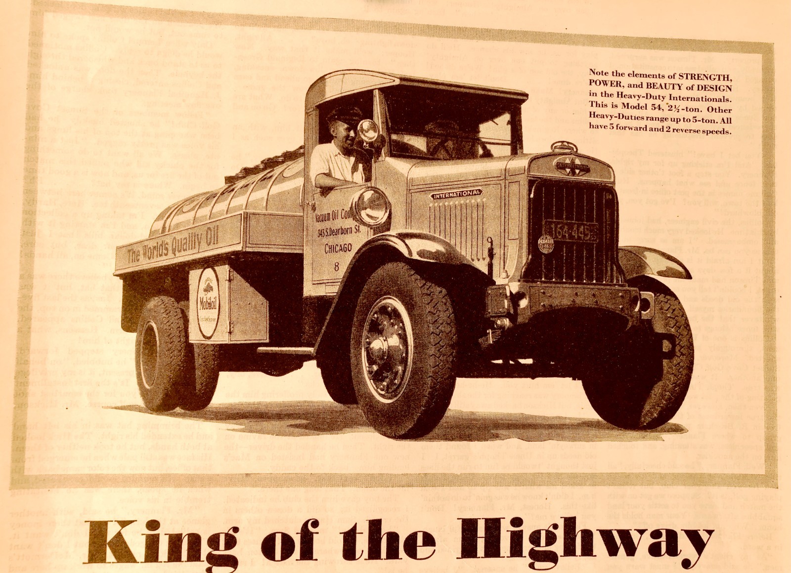 Vintage 1929 International Harvester Truck Advertising Sign Original Ad