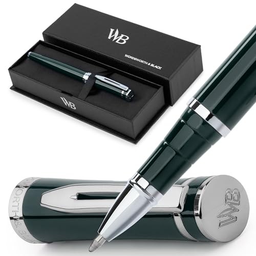 Luxury Refillable Rollerball Gift Pen for Writing,Green Green Chrome