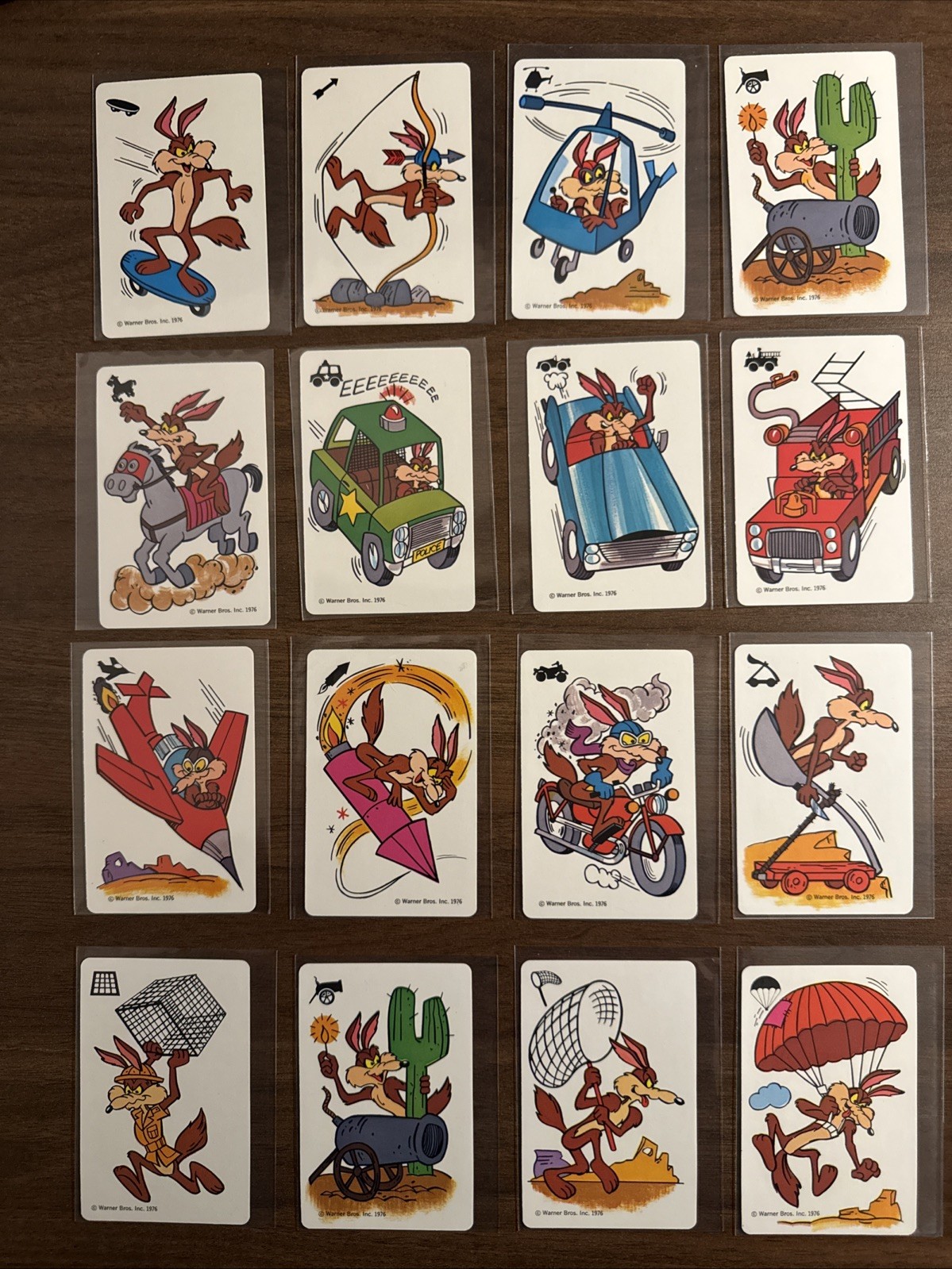 Wile E. Coyote  - The Road Runner Card Game - 1976 Whitman - Lot of 16 - NMMT