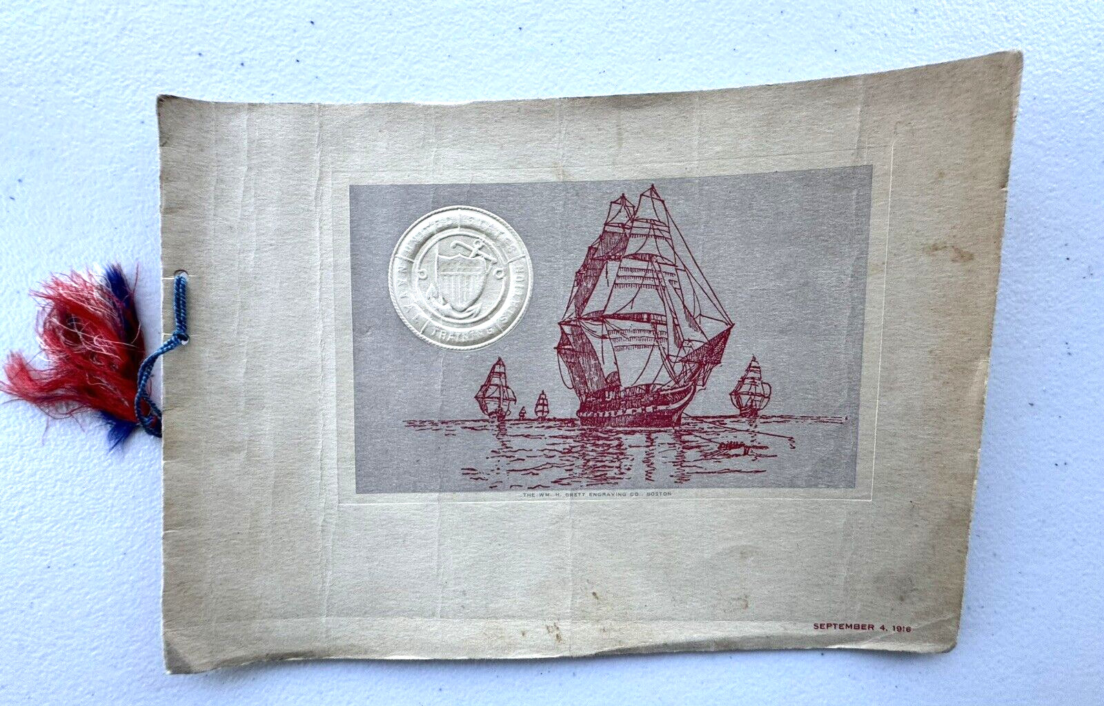 1916 WWI WW1 NAVAL TRAINING STATION LABOR DAY PROGRAM WITH RARE TASSEL - WRITING