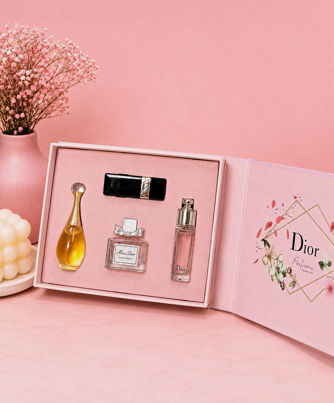 Dior 4pc Perfume Miniature & Lipstick Set Miss Dior Blooming Bouquet Mini