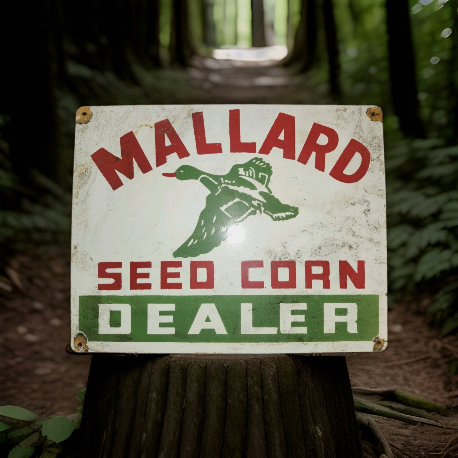 Vintage Mallard Seed Corn Porcelain Sign Feed Farmers Hybrid Pioneer Gas Oil USA