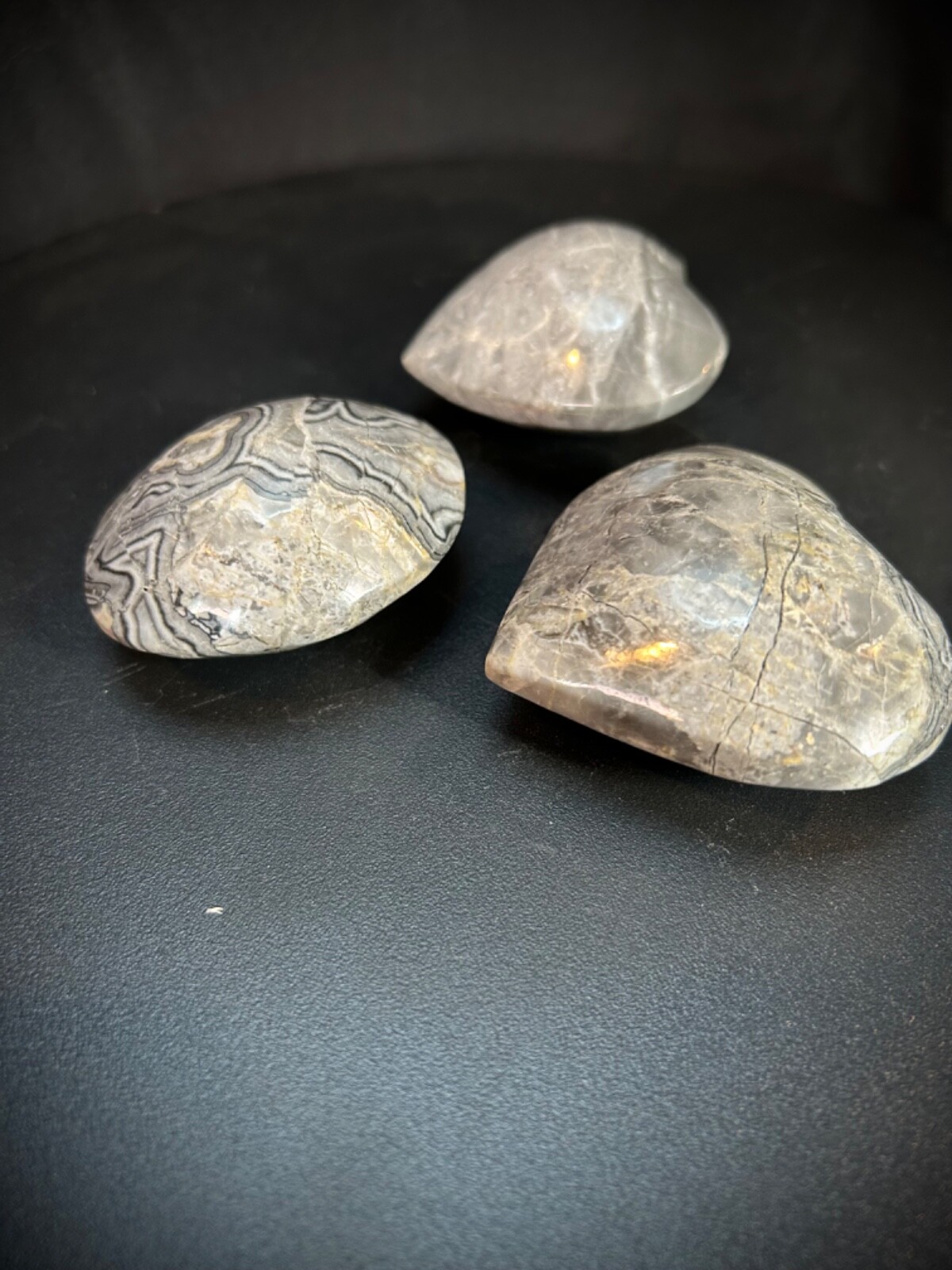 Picasso Jasper Bundle - 2 Chunky Hearts + 1 Chunky Palmstone 12.2oz Total Weight