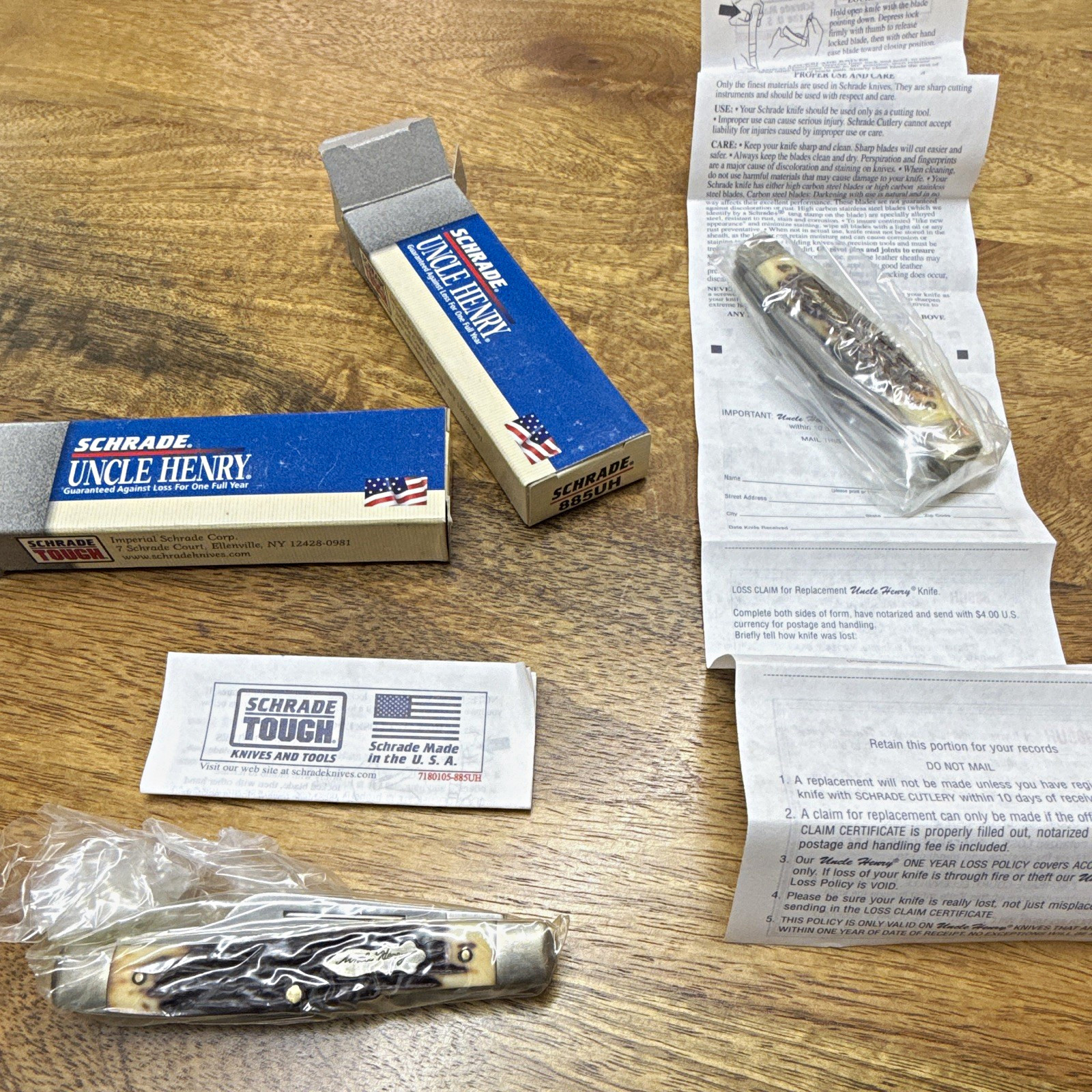 (1) Vintage Schrade Uncle Henry 885UH Senior Rancher Stockman USA Box Papers