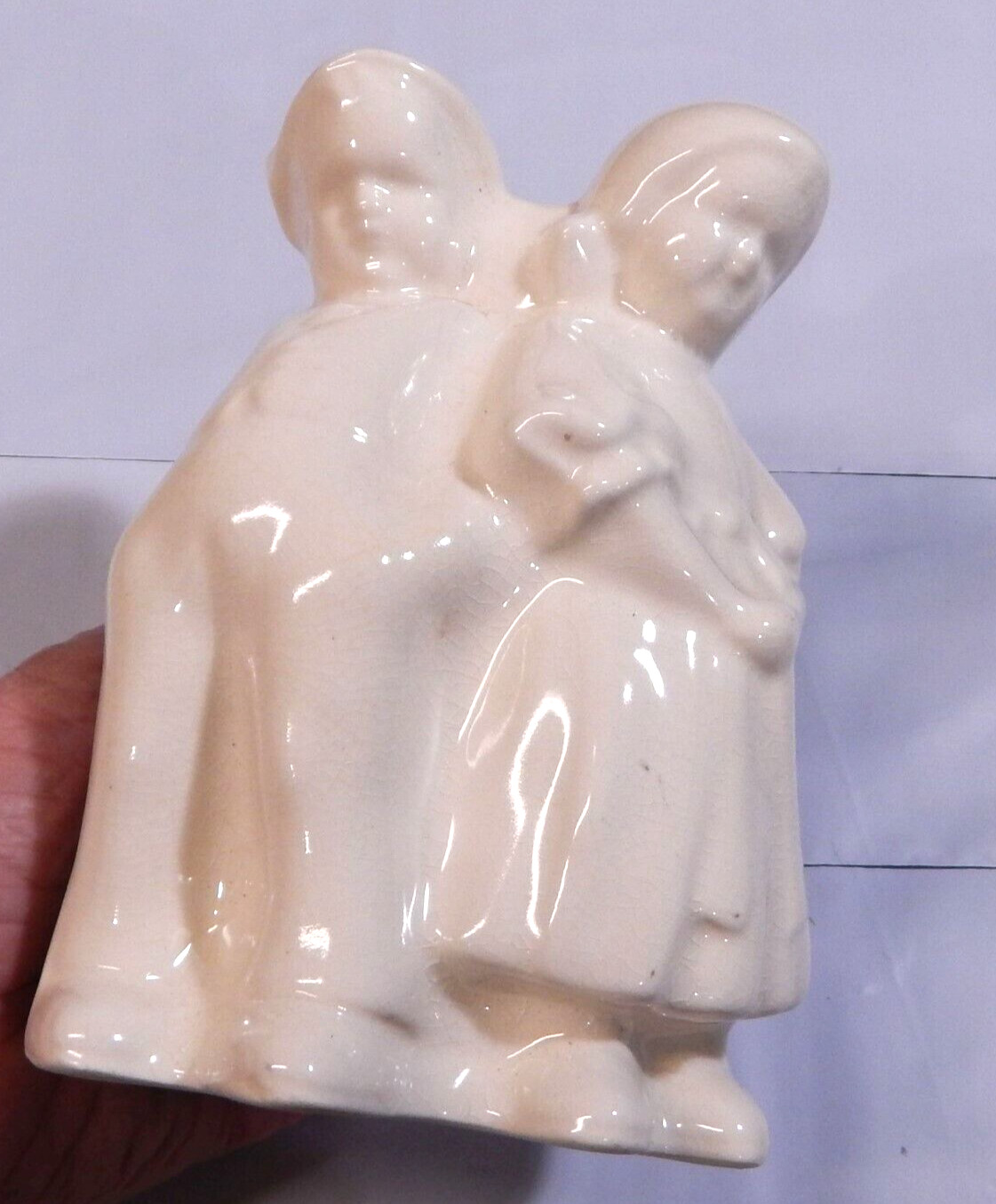 Antique 1930s 40s Boy Girl Jack & Jill Vase Planter White LARGE 7 1/2\