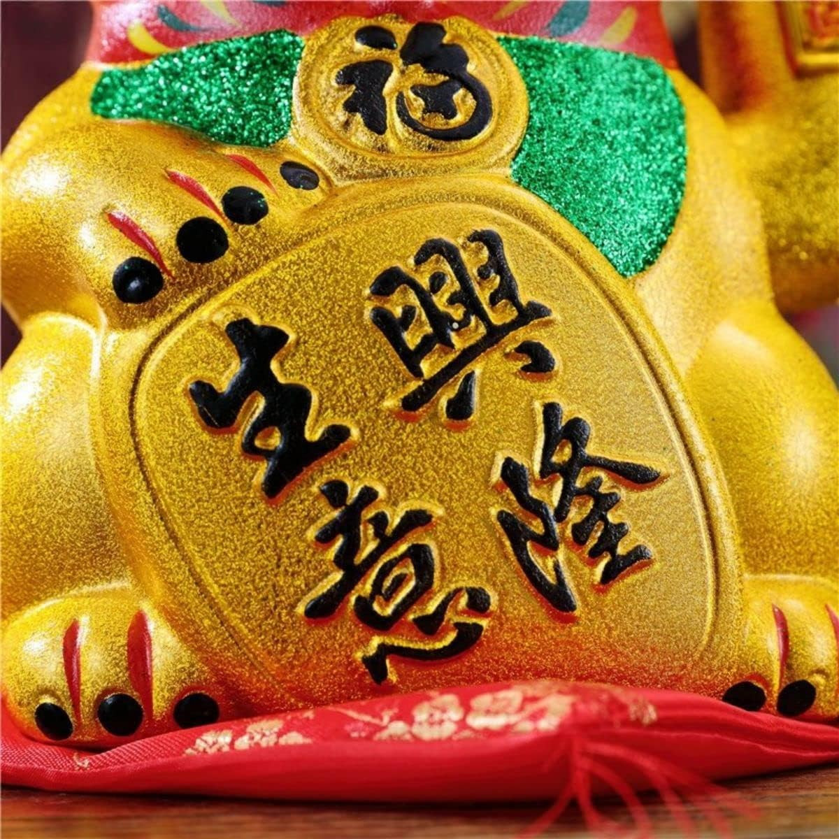 2 Pack Lucky Cat Beckoning Maneki Neko with Waving Arm, 7 Inch Gold Waving Ca...