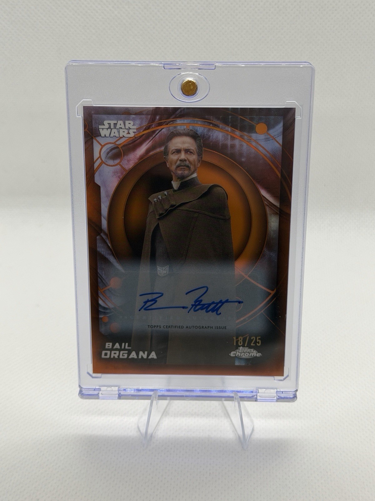 2026 Topps Chrome Star Wars Bail Organa Auto Benjamin Bratt Orange Refractor /25